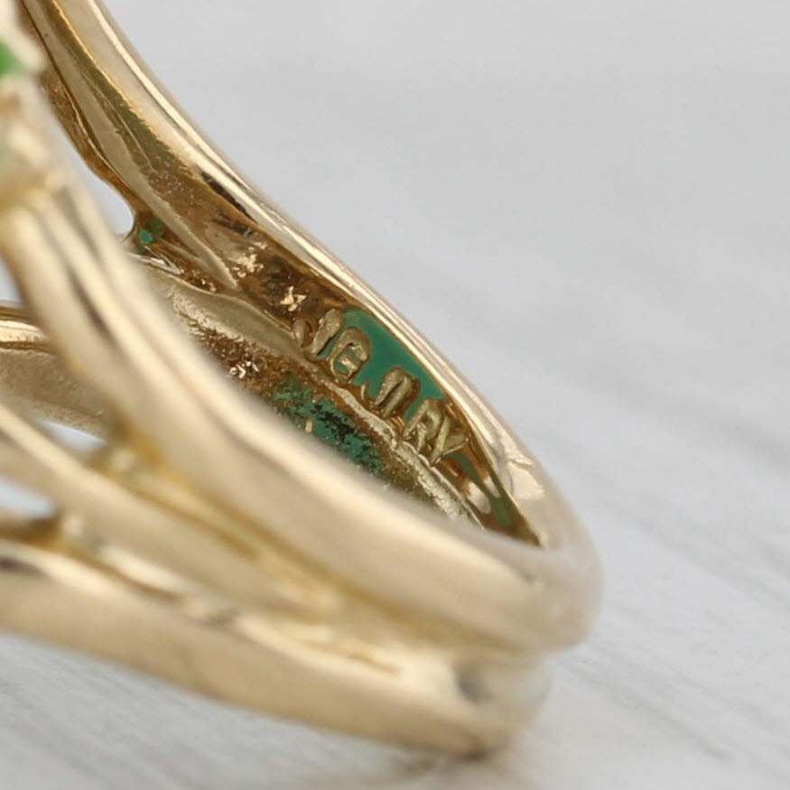 Vintage Amazonite Diamond Ring 18k Yellow Gold Size 6.75 Jack Gutschneider