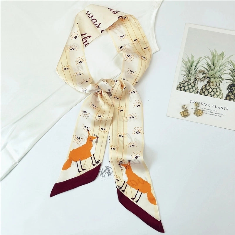 Women's Sweet Flower Satin Silk Scarves