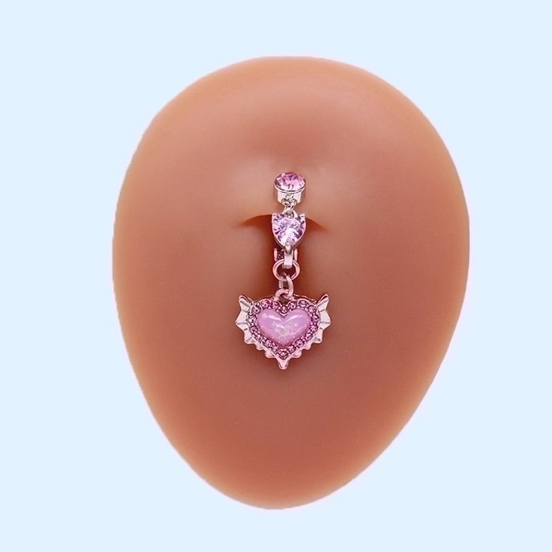 Cute Wedding Bridal Star Heart Shape Stainless Steel Alloy Copper Plating Inlay Artificial Crystal Agate Zircon 14k Gold Plated Silver Plated Belly Ring