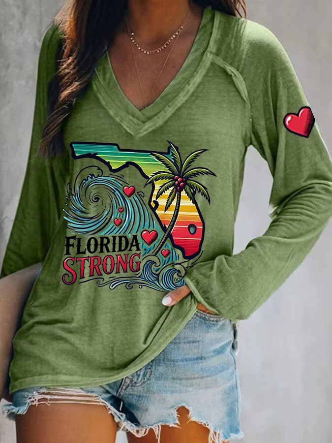 Women's Florida Strong Printed V-Neck T-Shirt