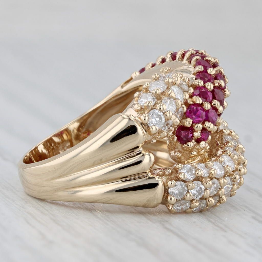 2.75ctw Ruby Diamond Knot Ring 14k Yellow Gold Size 6.75 Cocktail