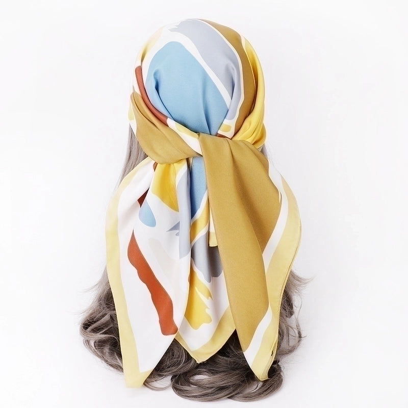 Women's Casual Color Block Twill Silk Scarf