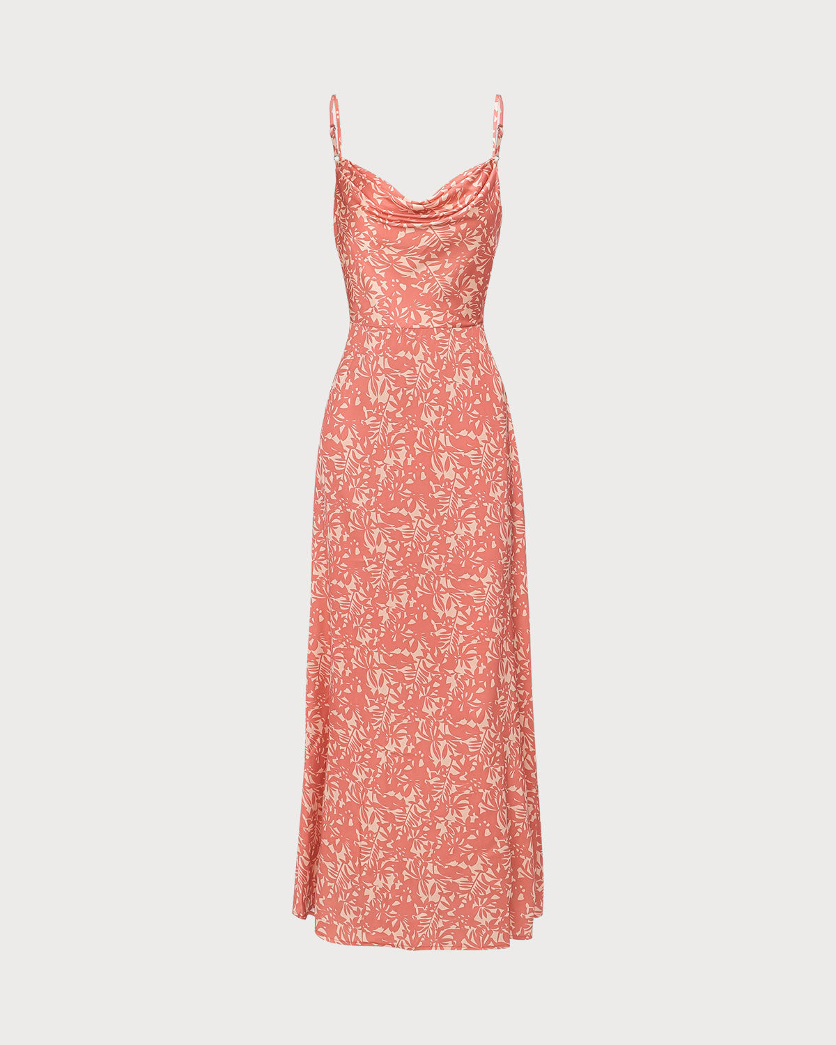 The Light Orange Cowl Neck Floral Maxi Dress