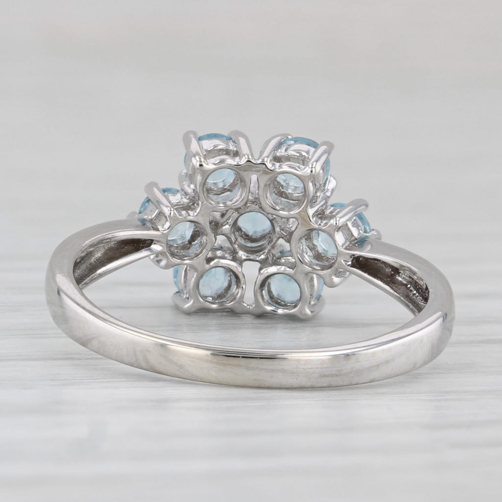 0.96ctw Blue Topaz Cluster Ring 10k White Gold Size 7.25