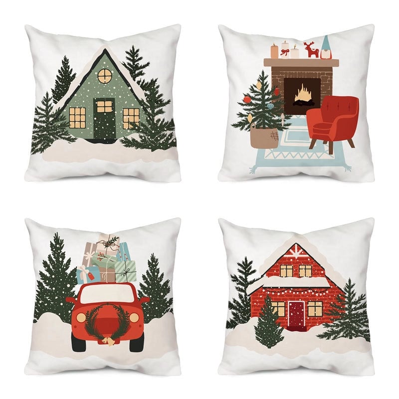 Cute Christmas Tree Santa Claus Polyester Pillow Cases