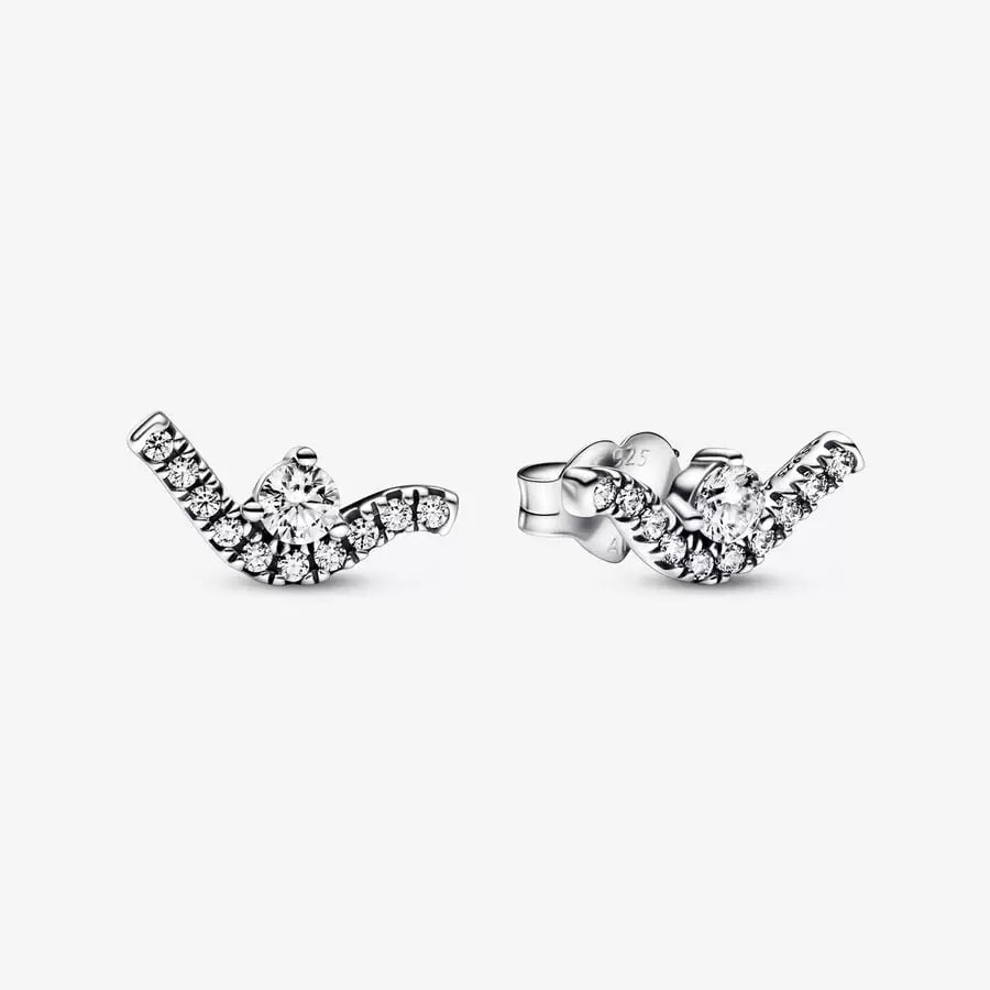 Sparkling Wave Stud Pandora Earrings