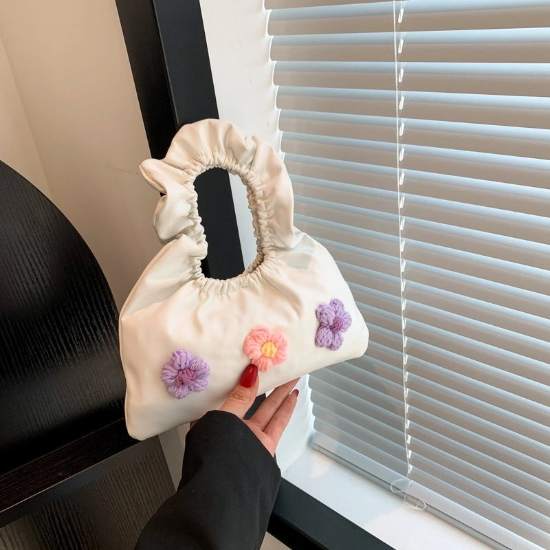 Women's Small Pu Leather Flower Cute Magnetic Buckle Handbag