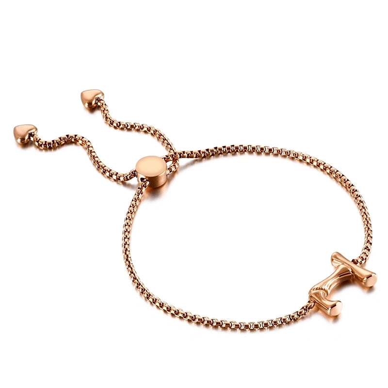 Casual Minimalist Letter Heart Shape Stainless Steel 18K Gold Plated Bracelets In Bulk
