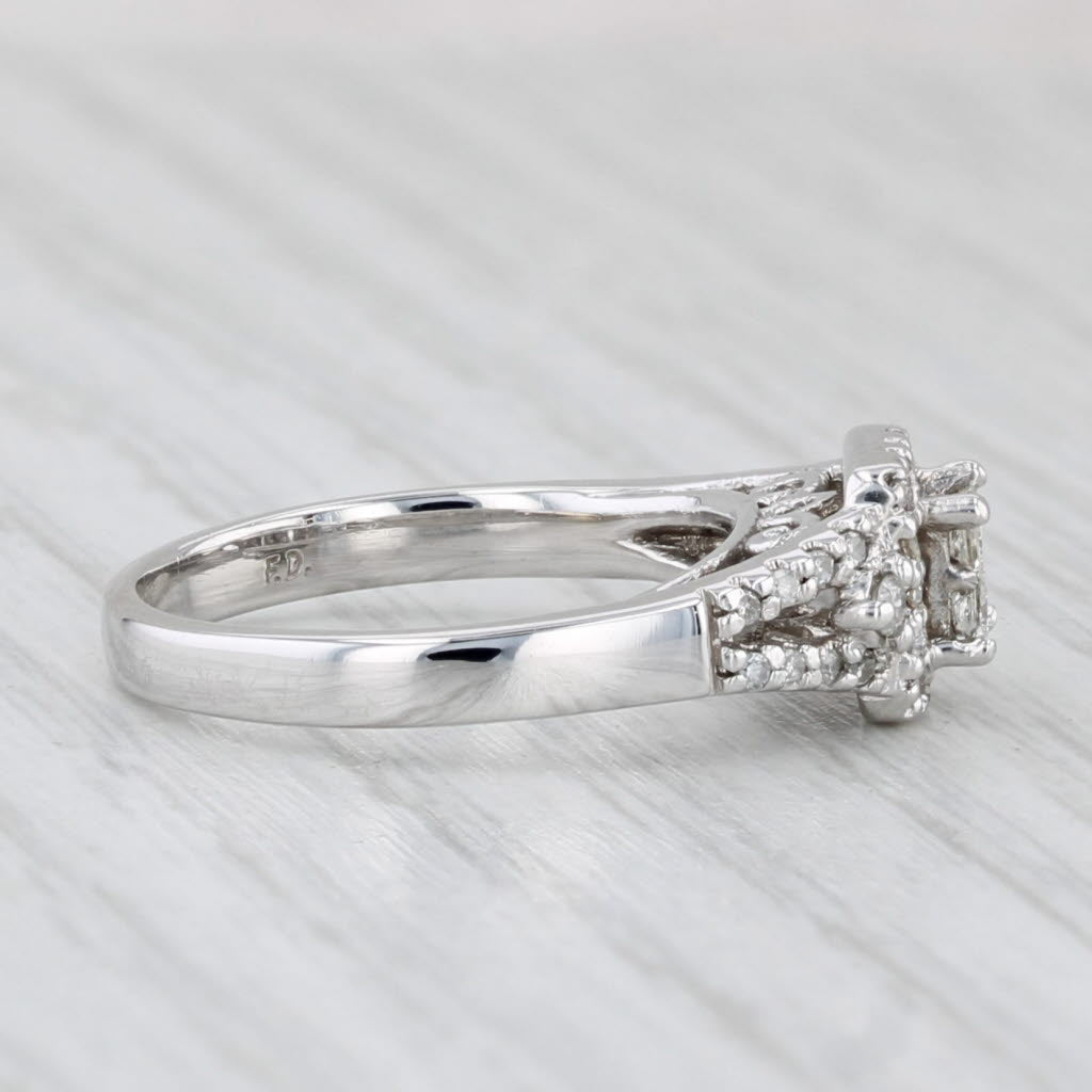 0.27ctw Princess Diamond Halo Engagement Ring 10k White Gold Size 5