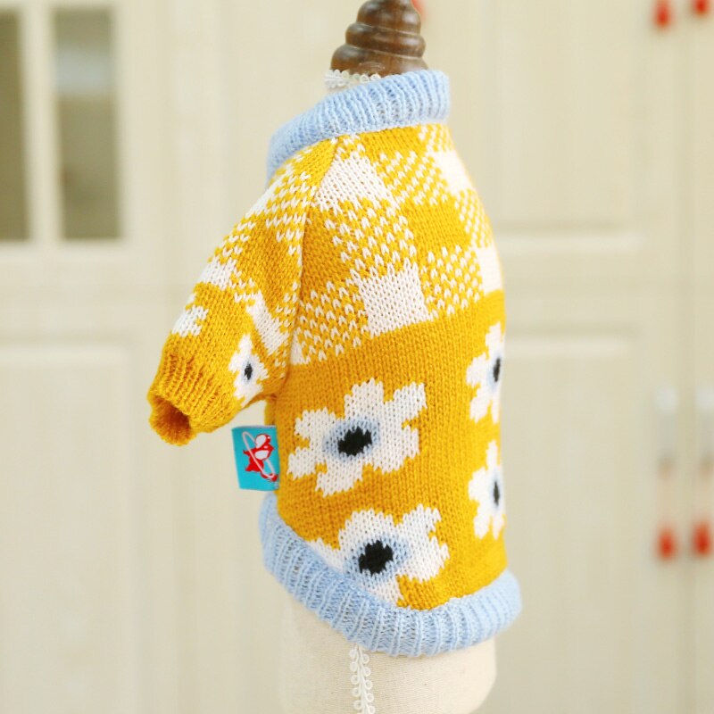 Flower Plaid Dog Cat Sweater