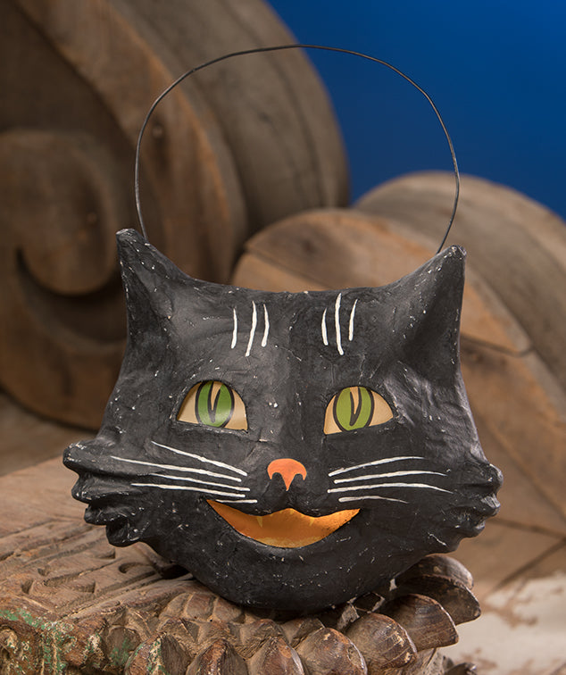 Vintage Happy Cat Bucket. Paper Mache