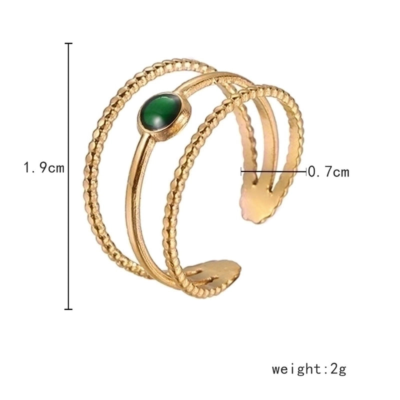 Vintage Style Color Block Stainless Steel 18K Gold Plated Plating Open Rings