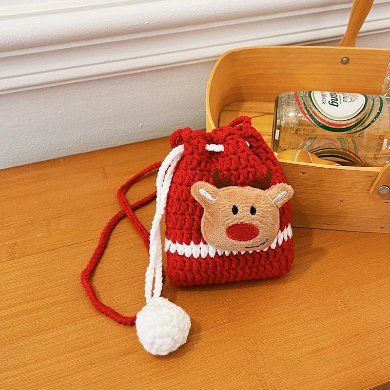 Women's Mini Yarn Color Block Vintage Style Classic Style Bucket String Bucket Bag