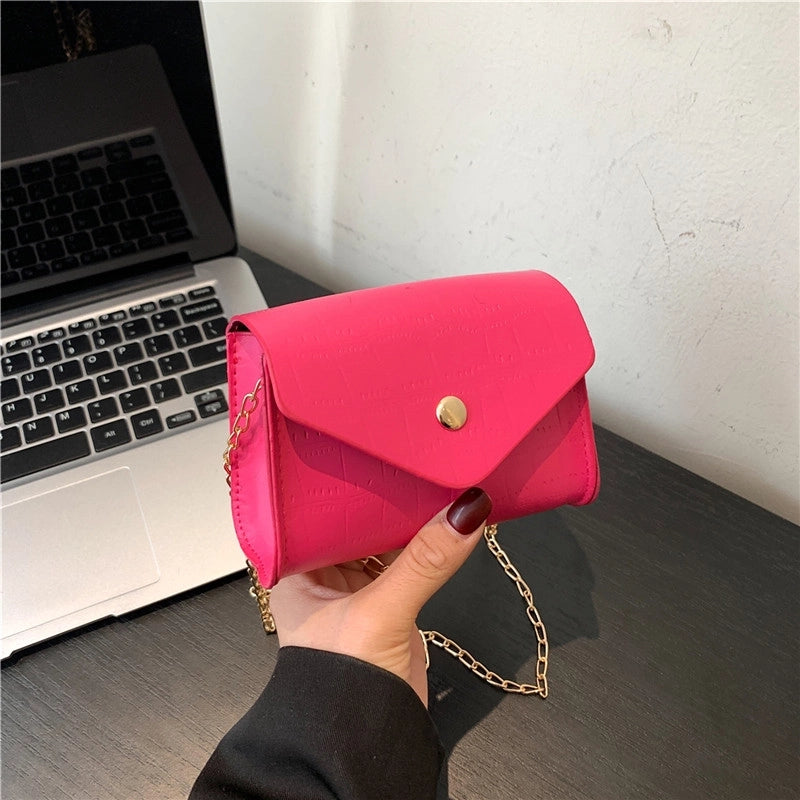 Women's Pu Leather Solid Color Basic Classic Style Square Flip Cover Shoulder Bag Crossbody Bag