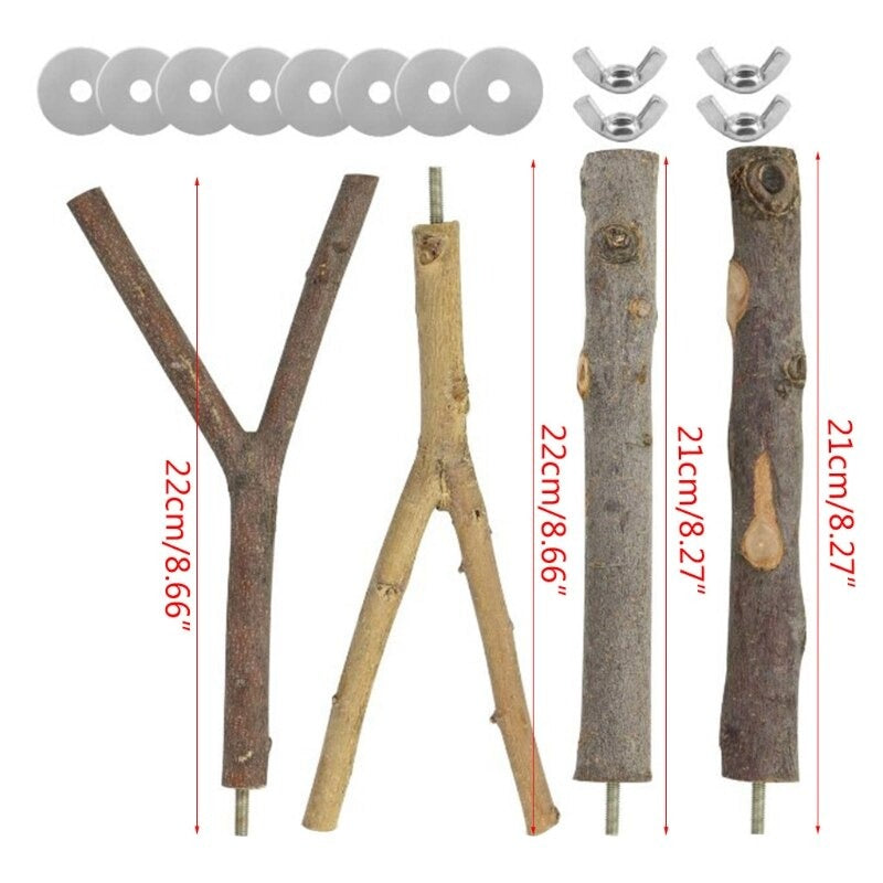 4 Pcs Bird Natural Wood Perch