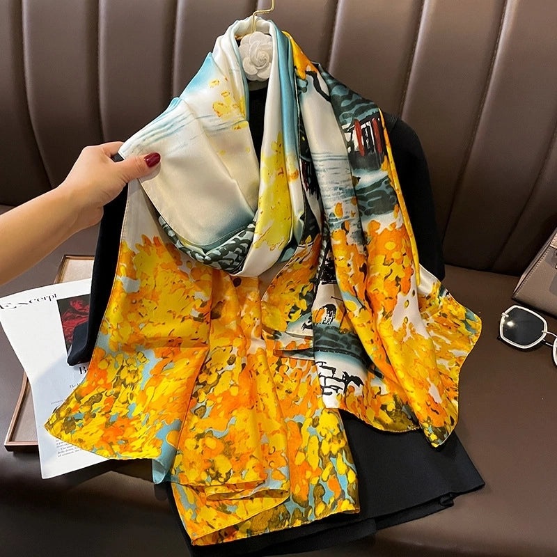 Thin Section Imitation Silk Shawl