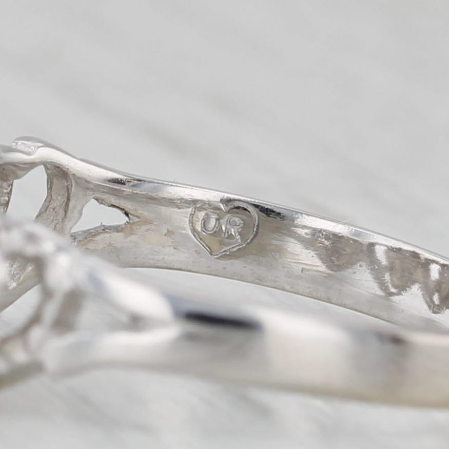 Shimmering Rayed Hearts Ring 14k White Gold Size 6.25 Stackable