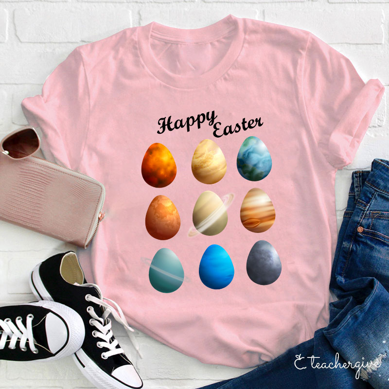 Happy Easter Planets Teacher T-Shirt