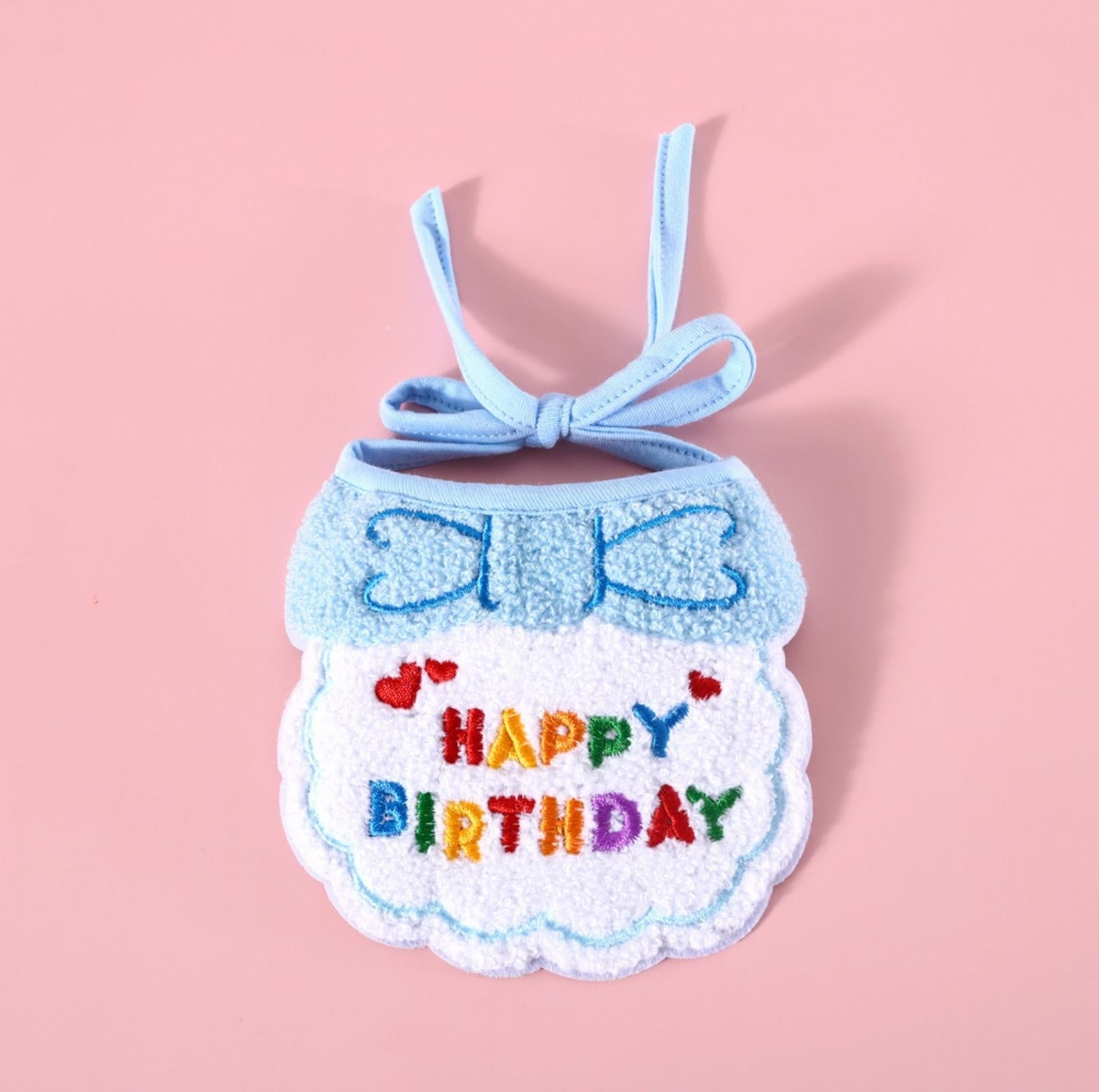 Pet Birthday Ensemble - Embroidered Accessory with Bowtie