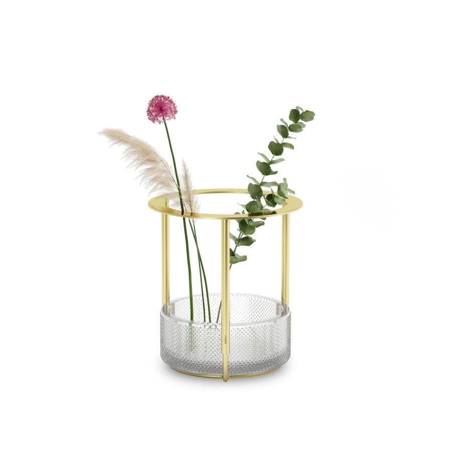 Tesora Adjustable Glass Vase - Brass