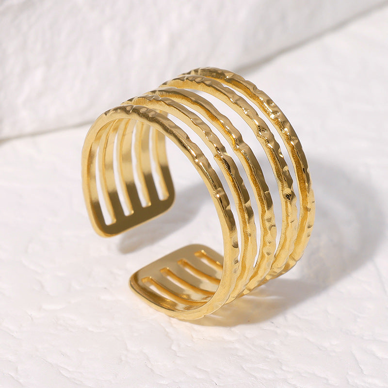 Open Ring Minimalist Stripe Geometric Stainless Steel Electroplating Rings