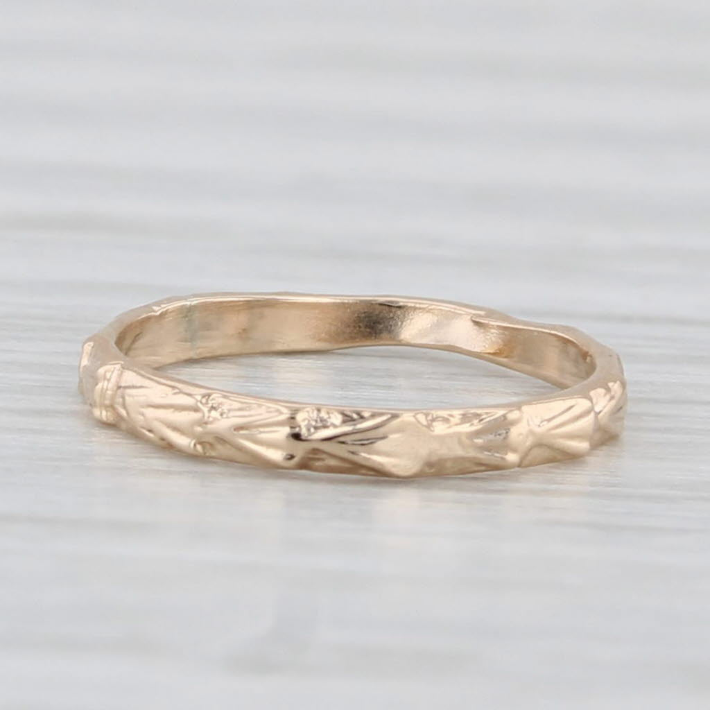 Floral Etched Baby Ring Small Size Vintage Band