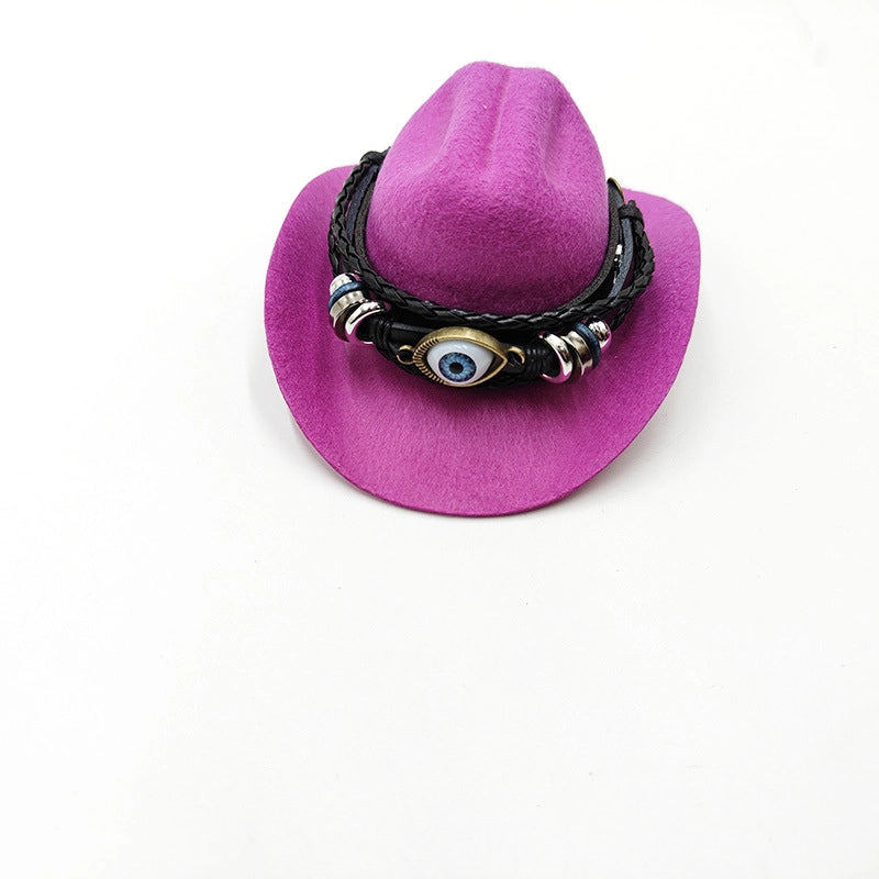 Cowboy Style Polyester Solid Color Pet Hat