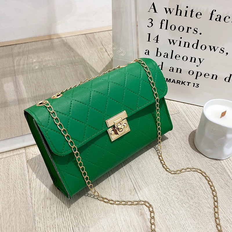 New Style Rhombus Plaid Shoulder Chain Small Square Bag
