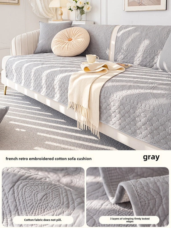 Cream Style Washing Cotton Sofa Cushion New Four Seasons Universal Sofa Cover Non-Slip Cushion Cover Cloth