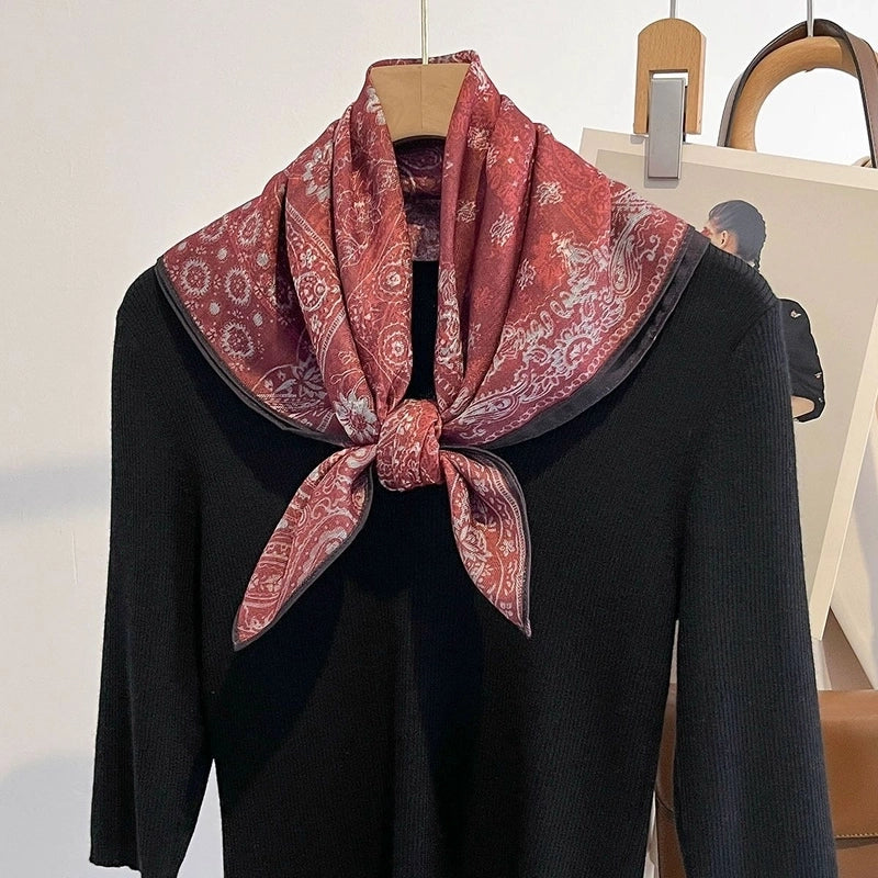 Women's Elegant Flower Polyester Silk Scarf