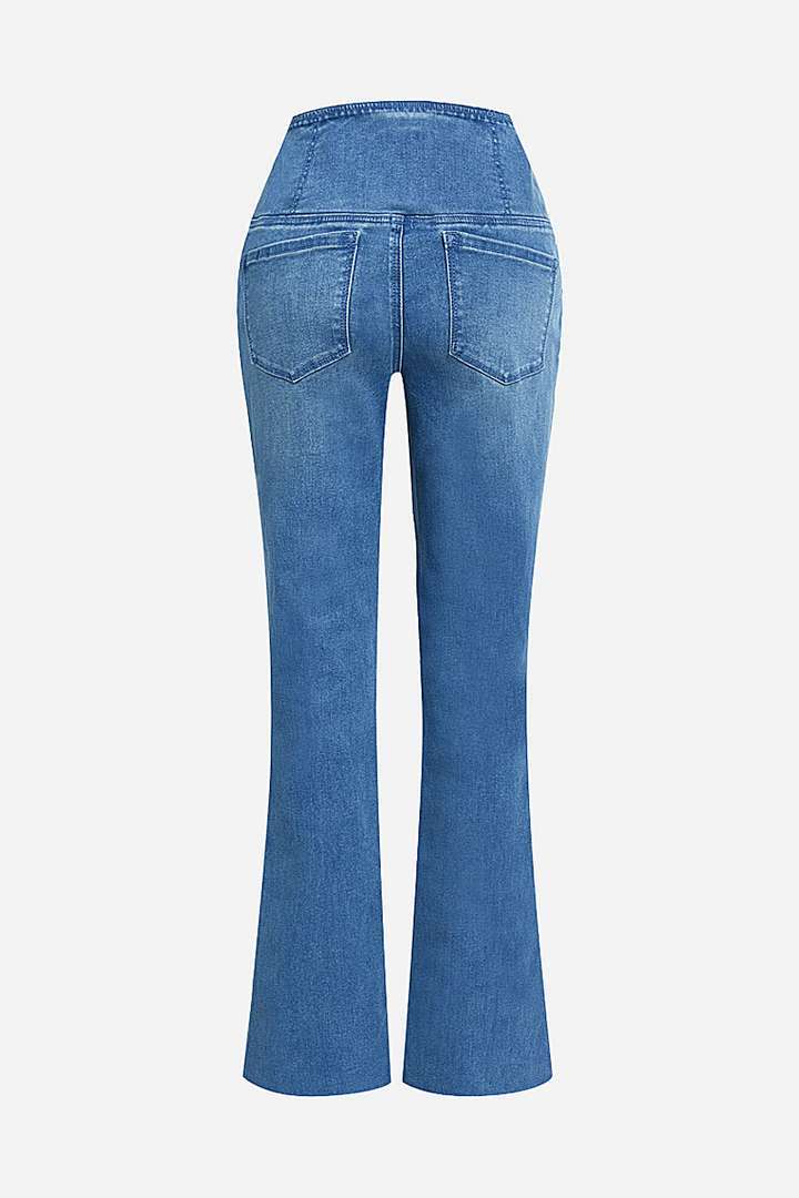 🔥Promotion-Wash Wrap Mid Rise Stretchy Flare Jeans