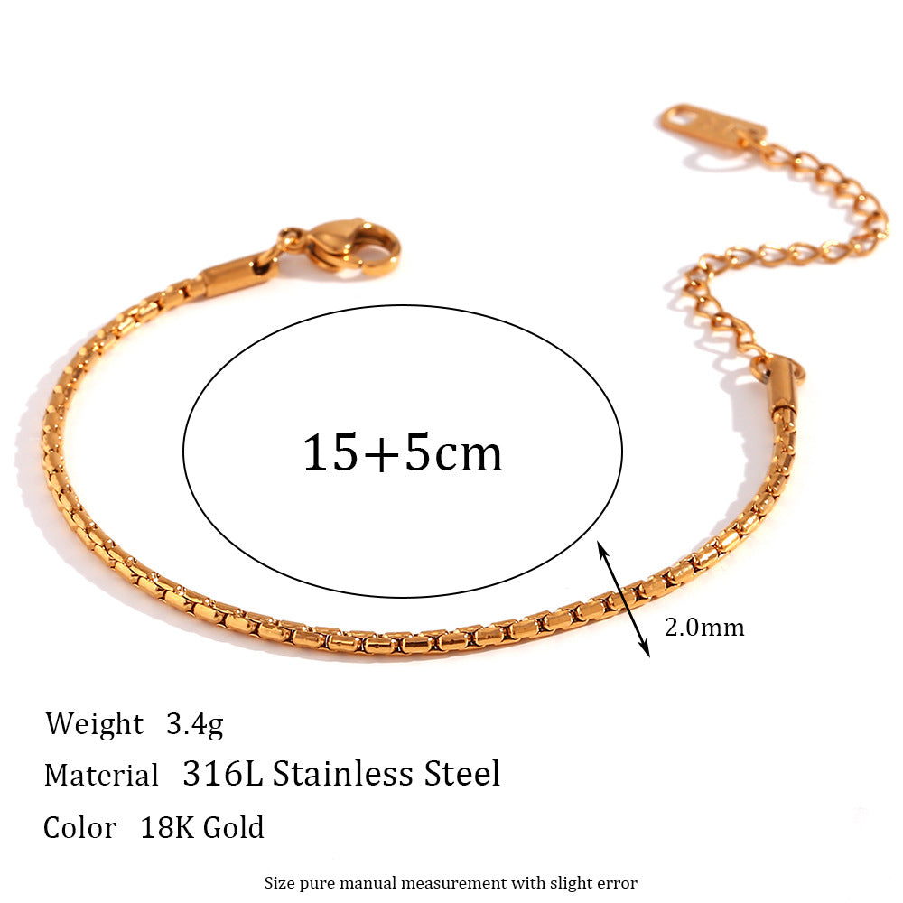Minimalist Women Stripe Geometric Stainless Steel 18K Gold Plated Bracelets