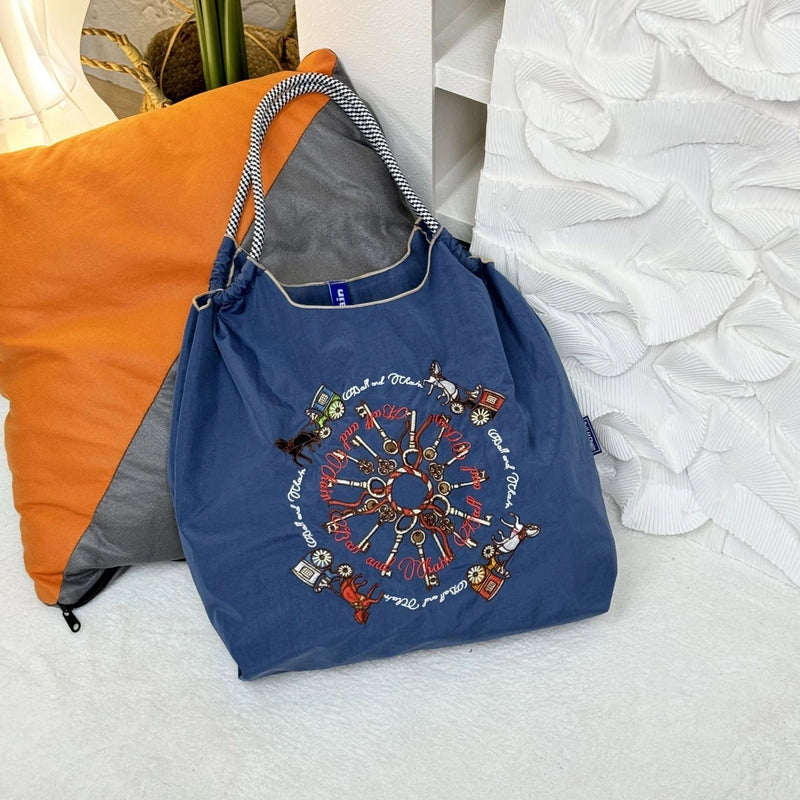 Women's Streetwear Printing Color Block Nylon Shopping Bags