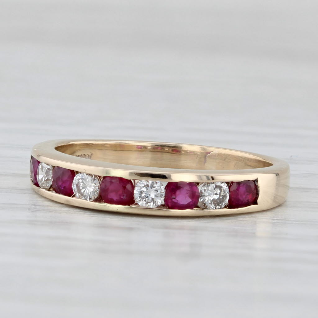 0.56ctw Lab Created Ruby Diamond Ring 14k Yellow Gold Size 6 Stackable