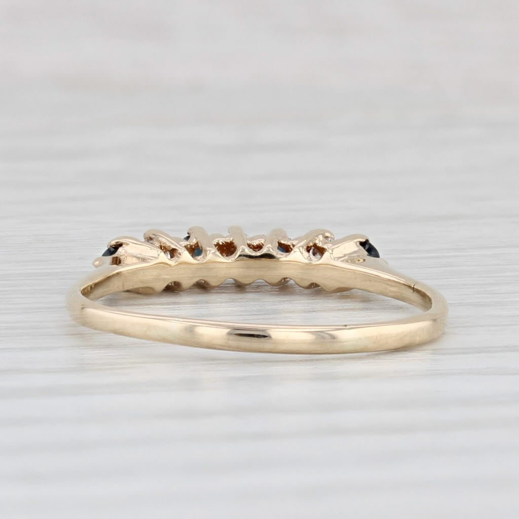 0.21ctw Blue Sapphire Diamond Ring 10k Yellow Gold Stackable Size 7