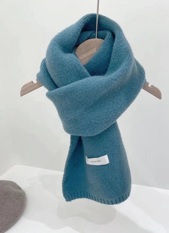 Internet Celebrity Solid Color Wool Knitted Scarf Women's Autumn And Winter New Student Couple Warm Small Scarf