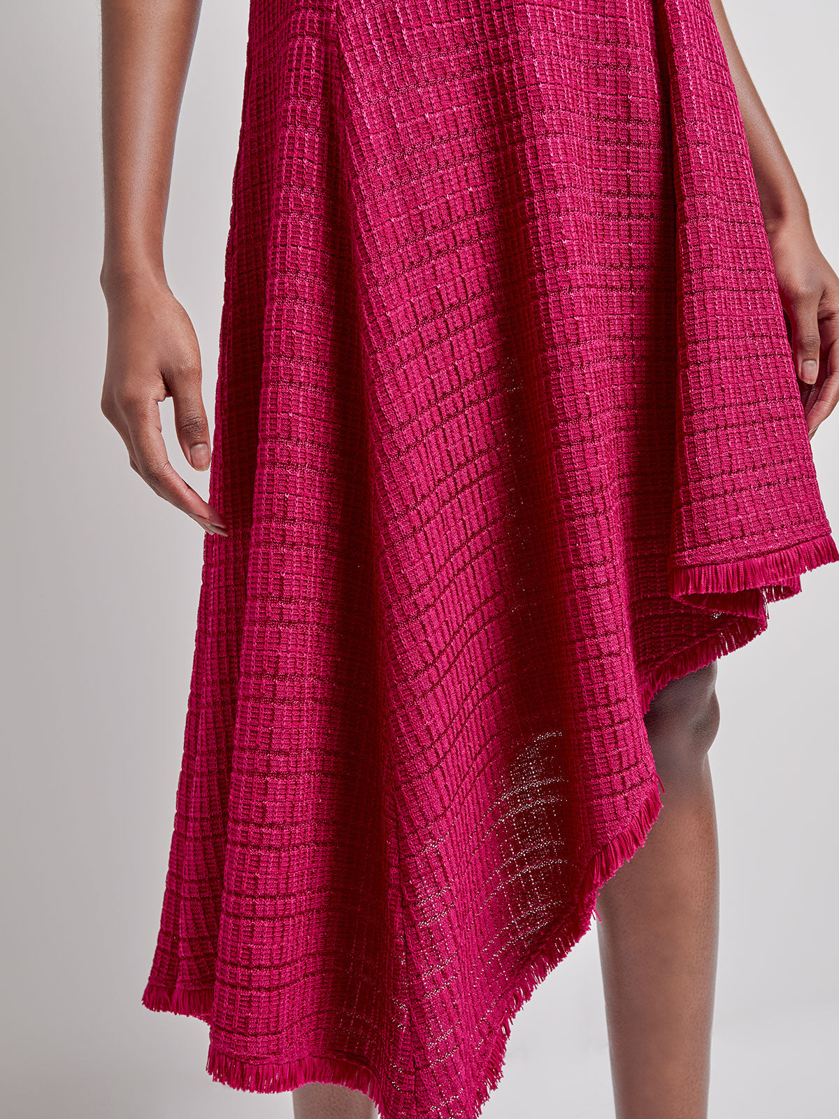 Fit & Flare Tonal Textured Asymmetrical Knit Dress - Modern Fit