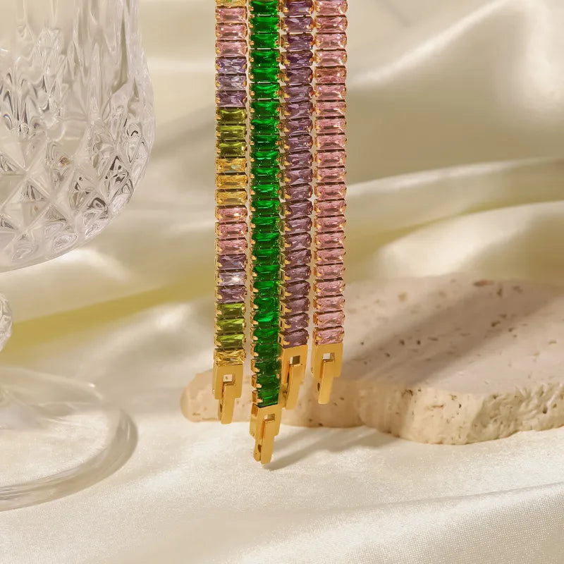 Fashion Geometric Stainless Steel Inlay Zircon Bracelets