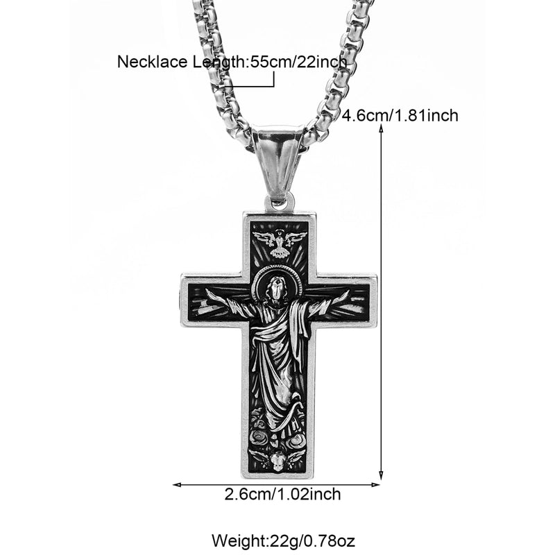 Modern Style Classic Style Portrait Cross Solid Color 304 Stainless Steel 18K Gold Plated Round Pendant Necklace