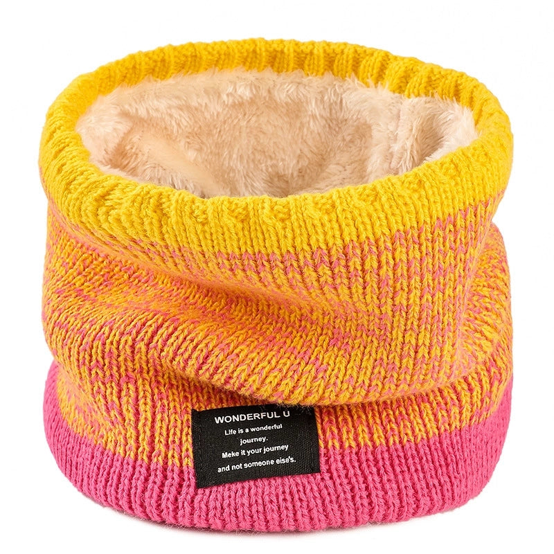 New Wool Knitted Scarf Women's Winter Warm Velvet Scarf Men's Thickened Gradient Couple's Personalized Collar