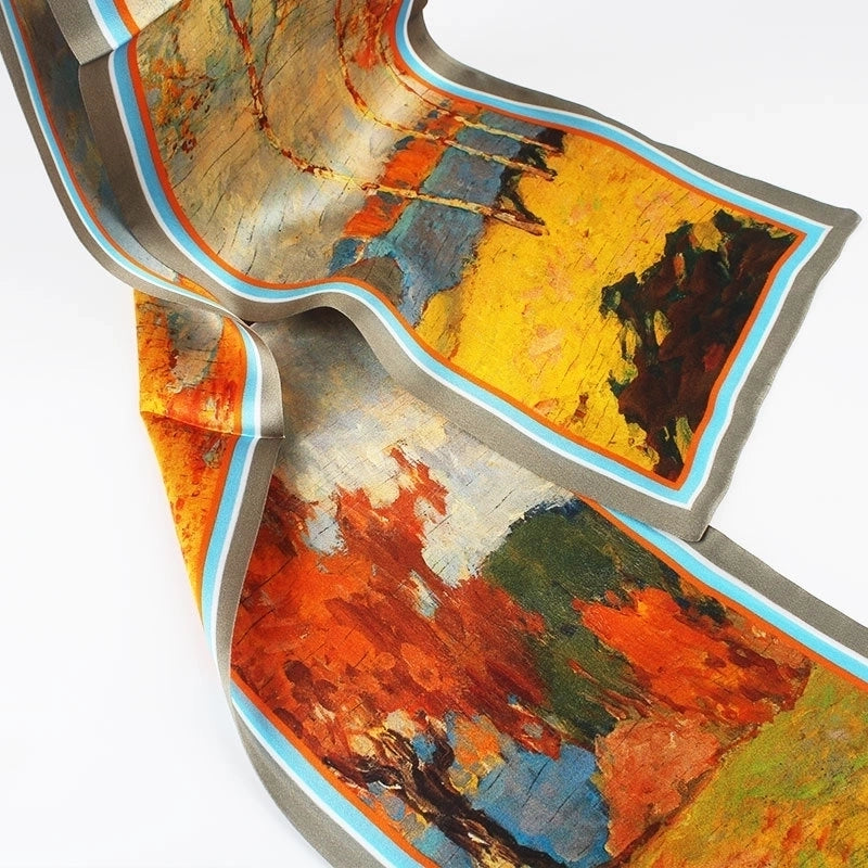Women's Elegant Basic Lady Tie Dye Silk Printing Silk Scarf