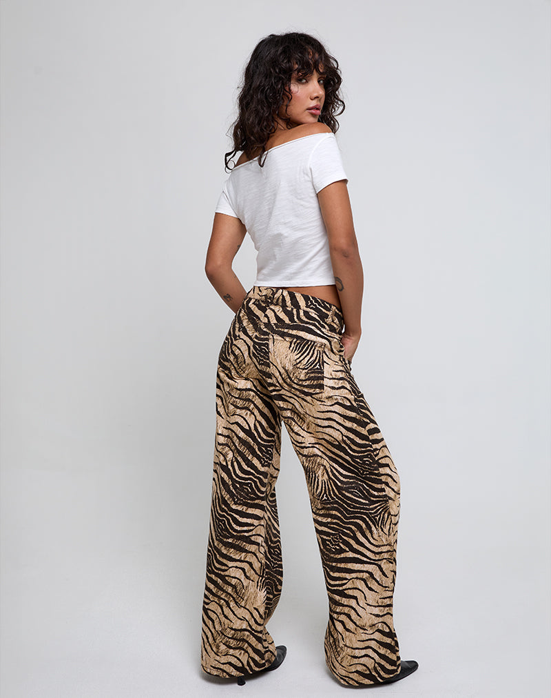 Low Rise Roomy Trousers in Wild Animal Print