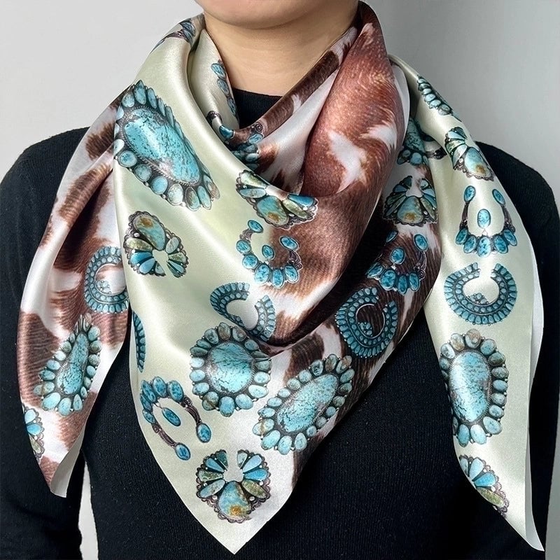Women's Retro Leopard Satin Printing Silk Scarves