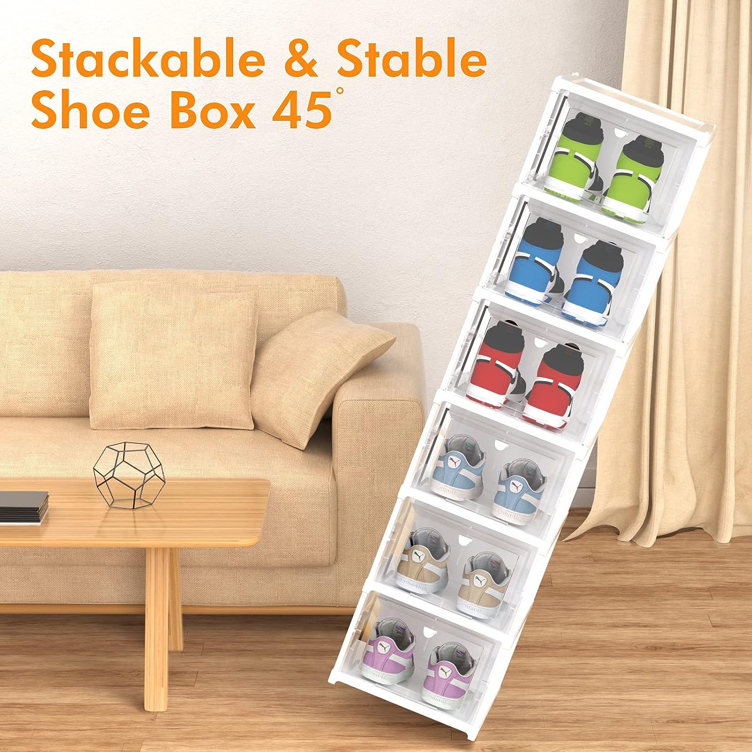 Shoe Storage Boxes. 3 Pack Installation-Free Stackable Shoe Boxes Large Capacity. Shoe Organizer With Doors