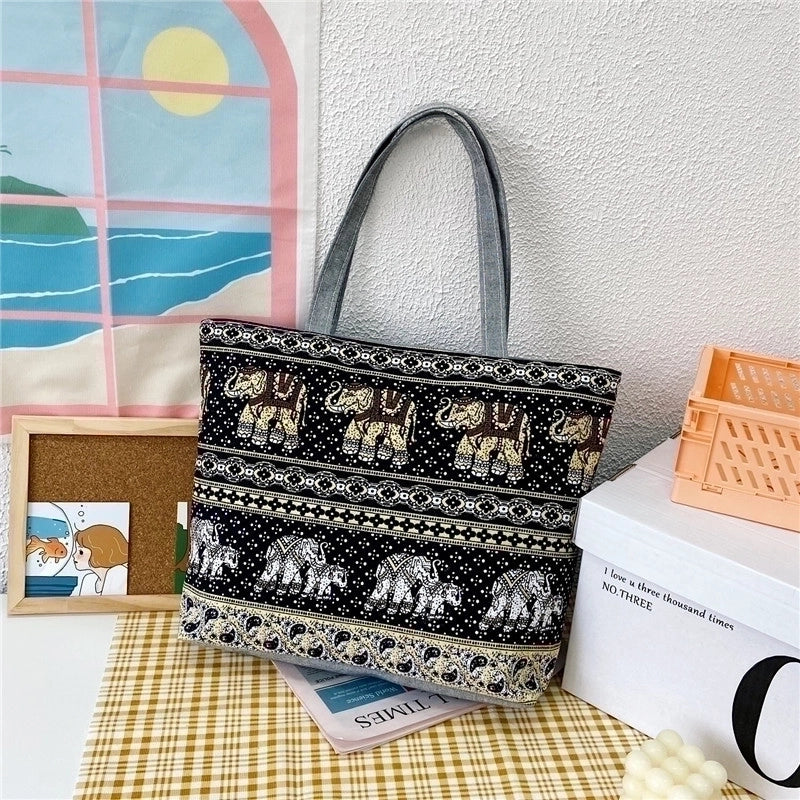 Unisex Cute Flower Canvas Shopping Bags