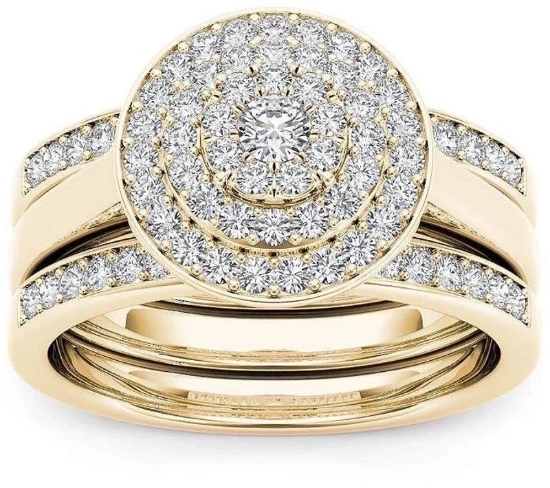 Fashion Flower Alloy Plating Artificial Gemstones Women'S Ring Sets