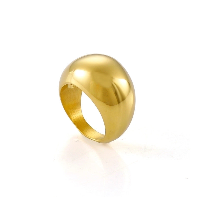 Fashion Solid Color Arc Large Smooth Stainless Steel  Geometric Ring