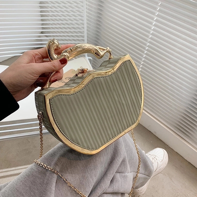 Women's Medium Pu Leather Animal Solid Color Streetwear Lock Clasp Handbag Crossbody Bag
