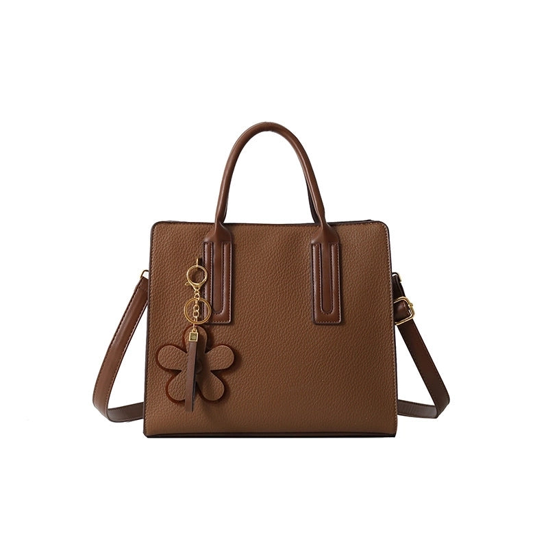 Women's Medium Pu Leather Solid Color Elegant Classic Style Zipper Crossbody Bag