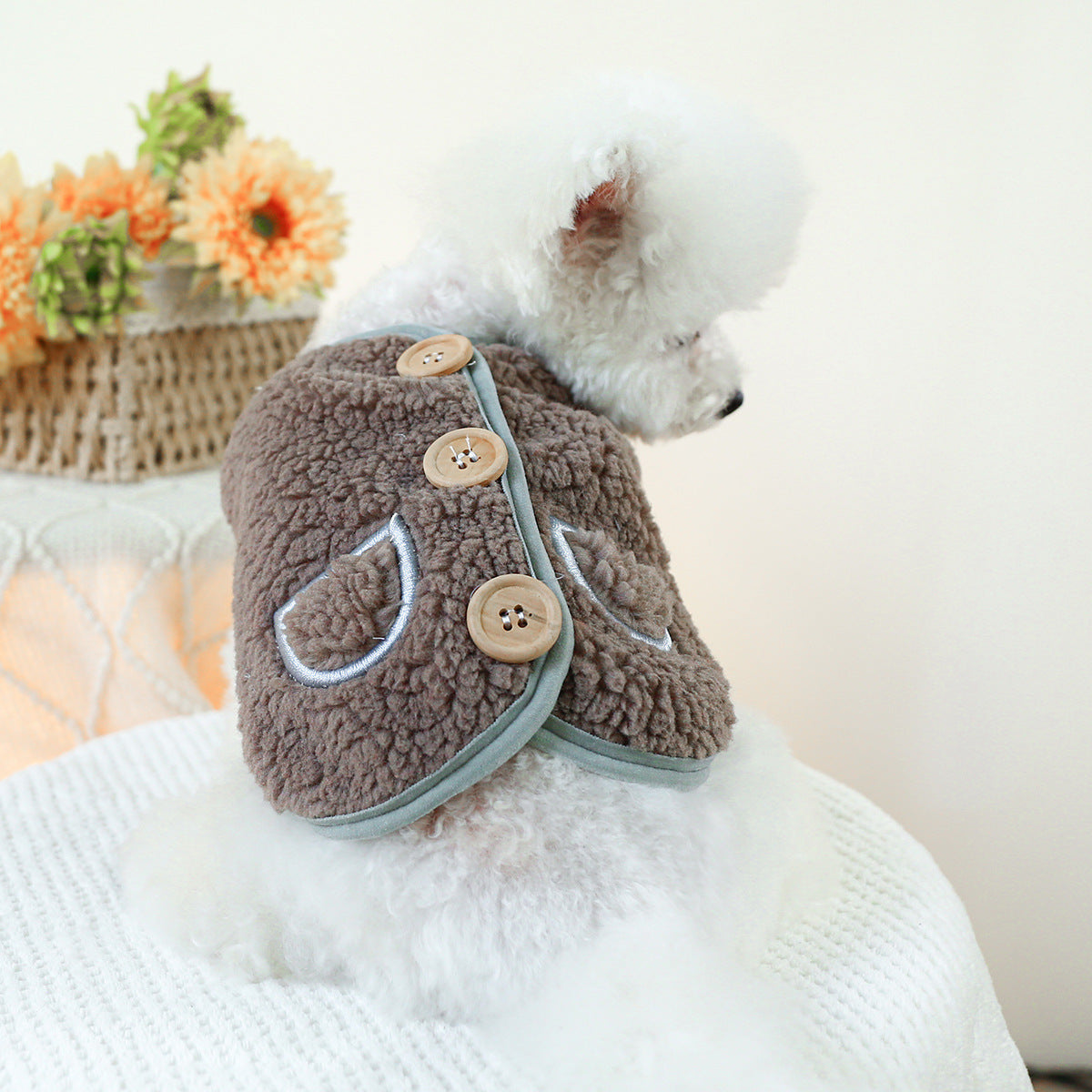 Buttoned Pocket Fleece Dog Jacket Vest